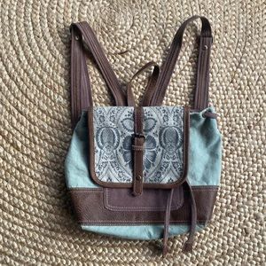 Light sea foam green backpack style Myra handbag. Like New